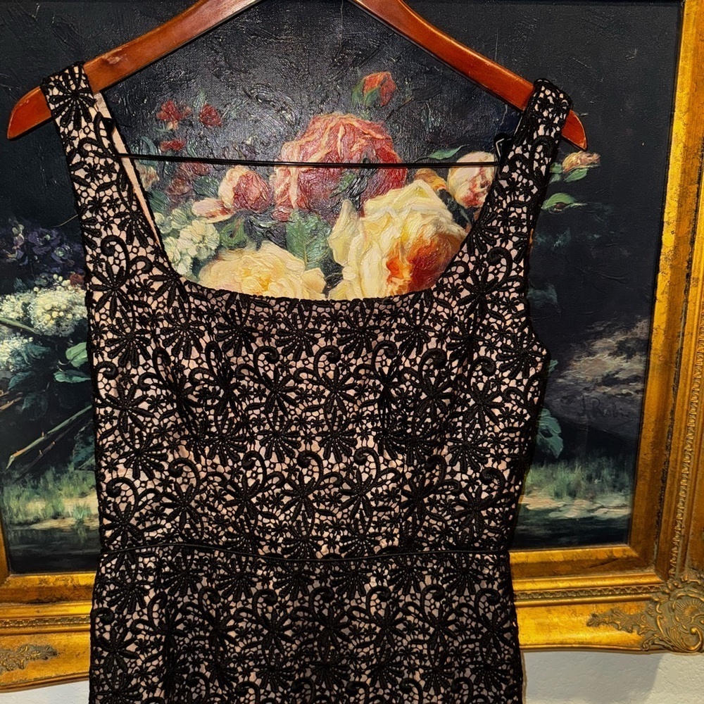 Jill Stuart Black Lace Overly Square Neck Sleeveless Formal Maxi Gown Size 8 NEW - Picture 5 of 11